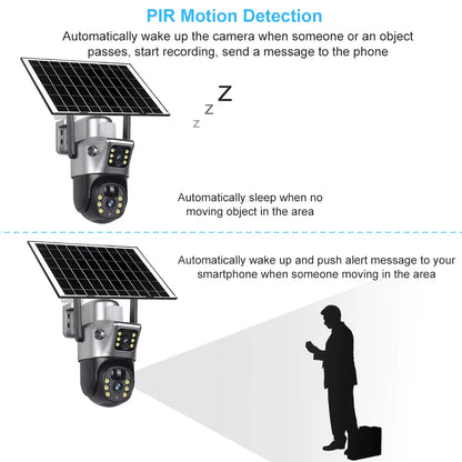 4K 8MP Wifi Solar Camera Dual Lens Dual Screen CCTV Camaras PIR Human Detection Night Vision  Surveillance Battery Cameras