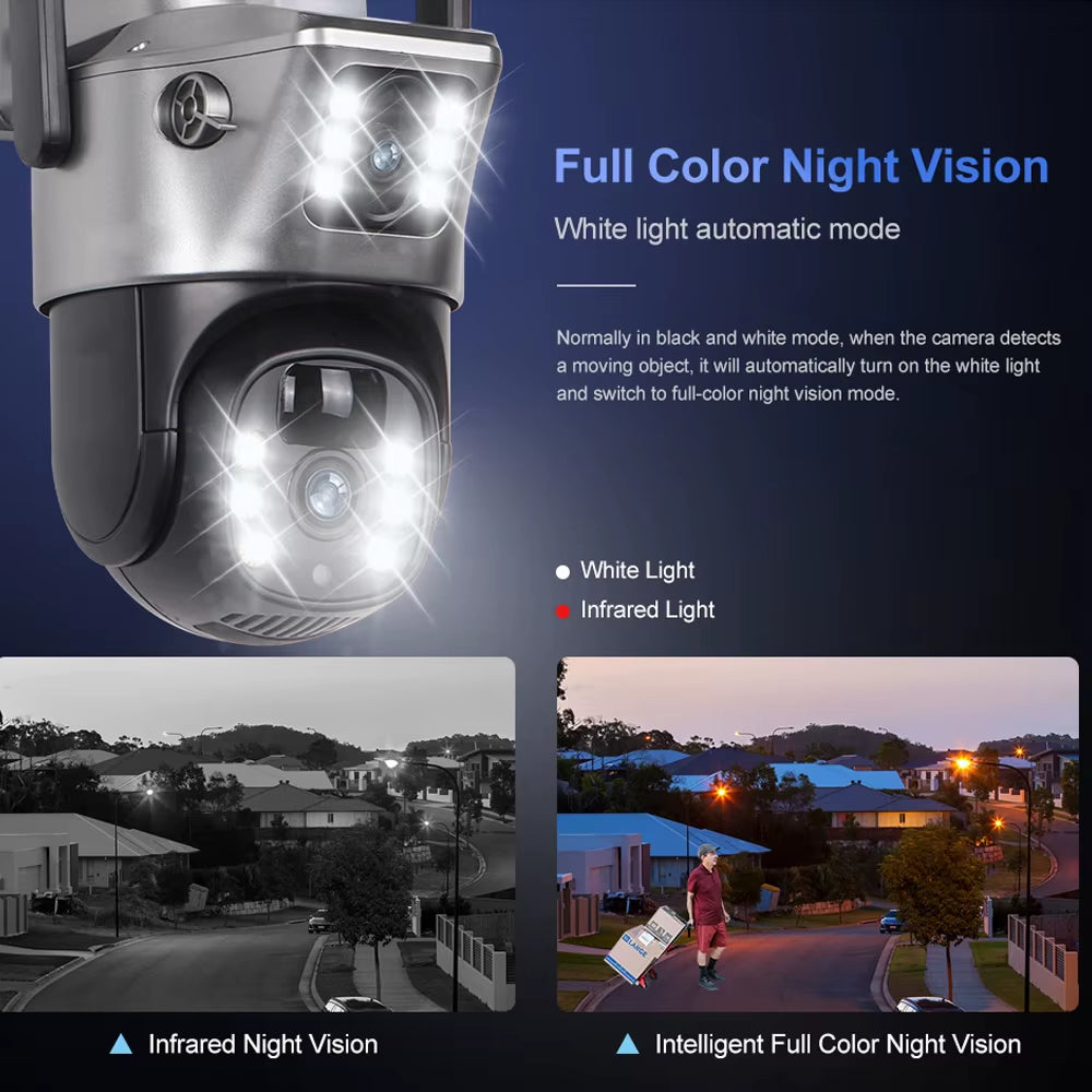 4K 8MP Wifi Solar Camera Dual Lens Dual Screen CCTV Camaras PIR Human Detection Night Vision  Surveillance Battery Cameras