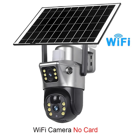 4K 8MP Wifi Solar Camera Dual Lens Dual Screen CCTV Camaras PIR Human Detection Night Vision  Surveillance Battery Cameras